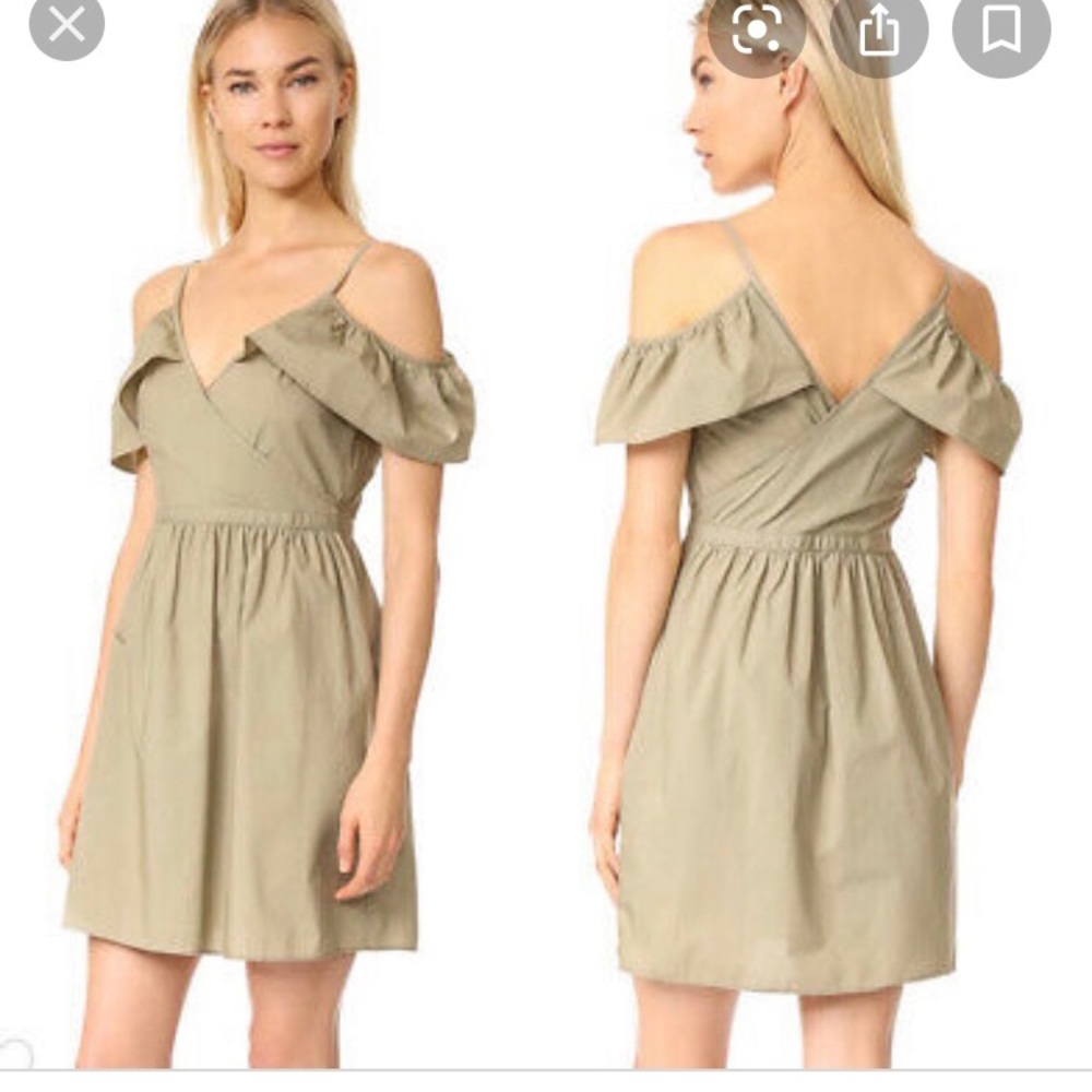 madewell khaki cold shoulder dress size 6